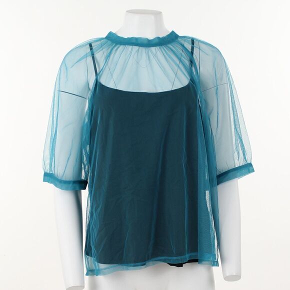 DKNY Women's Tulle Puff Sleeve Top - Picture 2 of 5